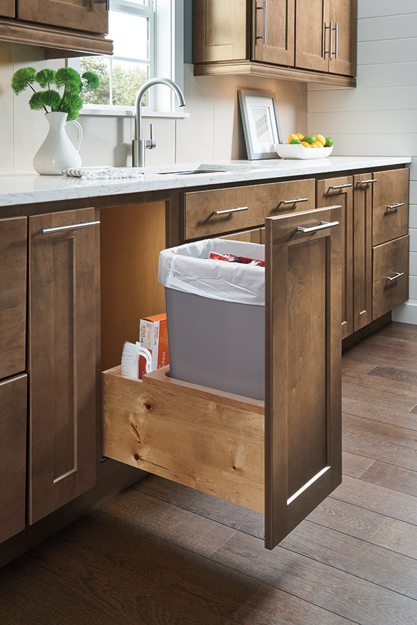 base wastebasket full height cabinet in natural wood