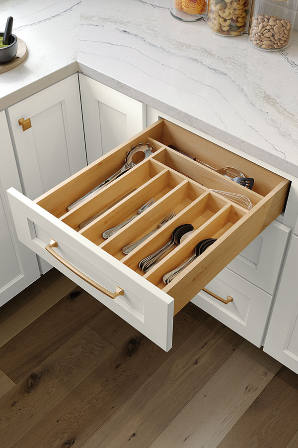 cutlery insert wood organizer in white