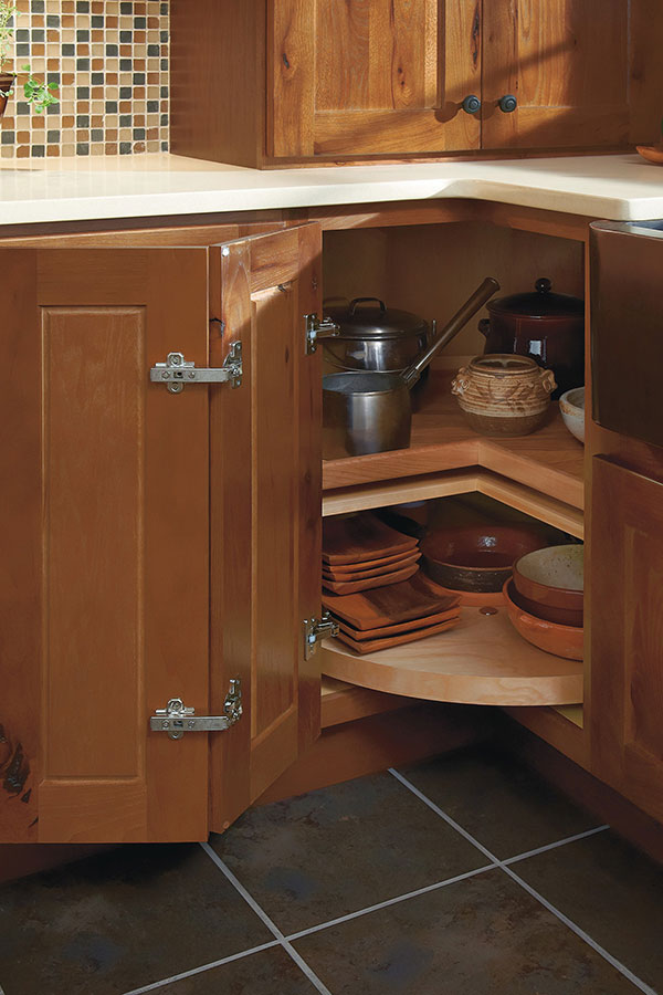 super lazy susan cabinet with wood shelf in white