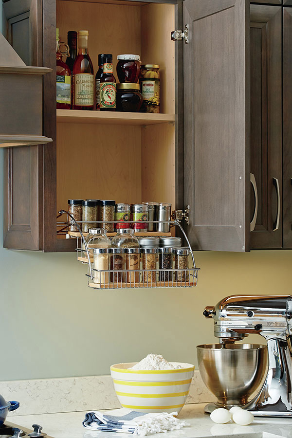 pull down spice rack in dark grey