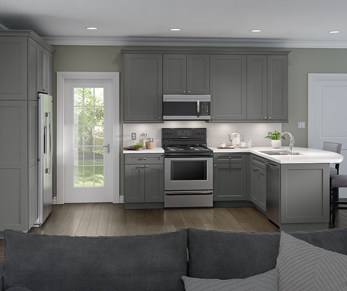 gray casual kitchen cabinets