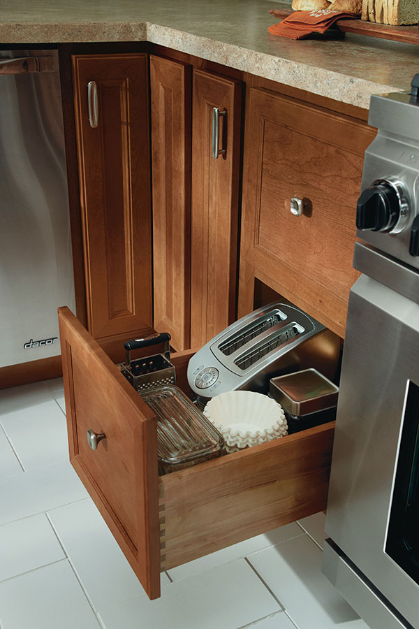 two drawer base cabinet in dark wood