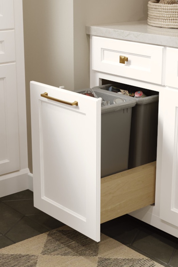 base double wastebasket in white